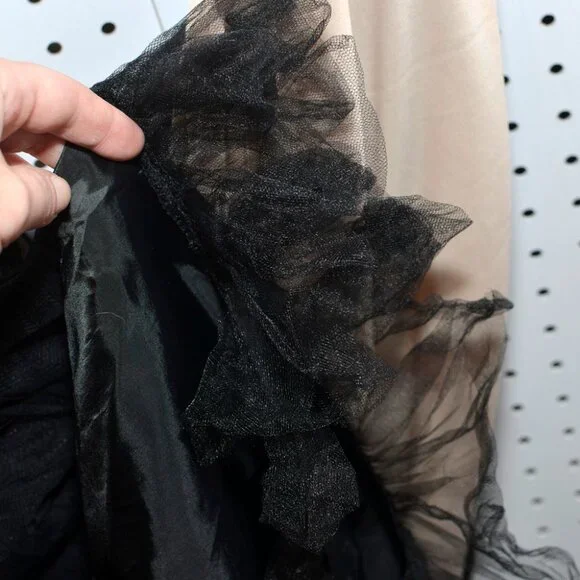 Plus Size 20W R&M Richards Black Mesh Over Nude Cocktail Party Full Skirt Dress - Picture 15 of 16